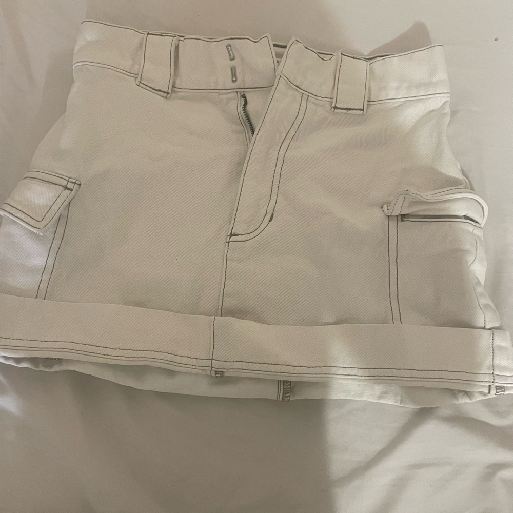 Stylish White jean Mini Skirt